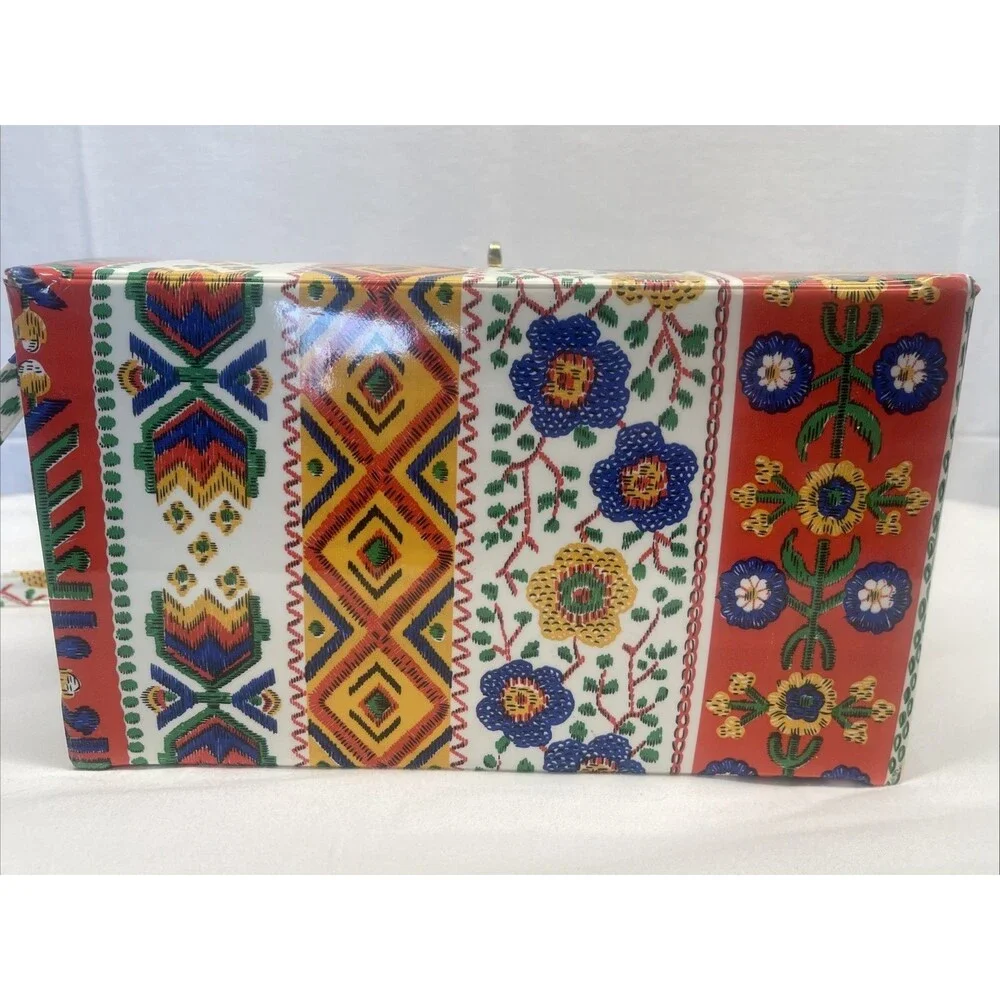 Vintage Boho Large Diaper Bag Patterned Box Retro Multicolor Crossbody Tote